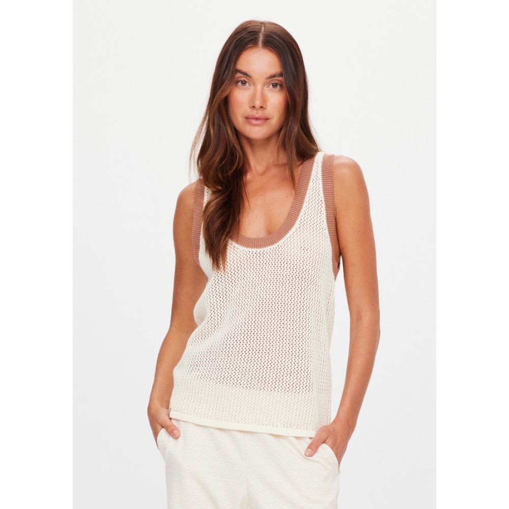 The Upside "Fenway Wales Knit Tank“ megzti marškinėliai. Trumpomis rankovėmis