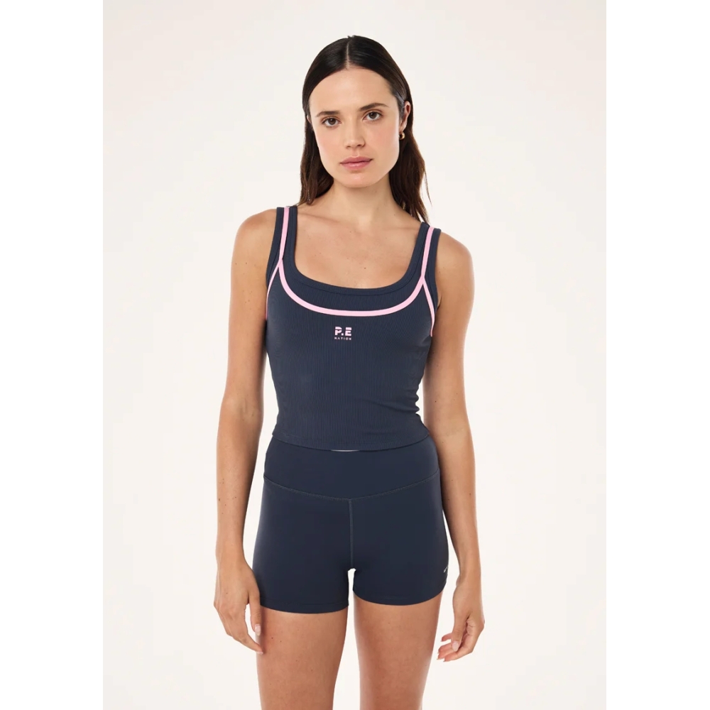 P.E Nation "Forward" melsvai pilkos ir rausvos spalvos palaidinė. Marškinėliai