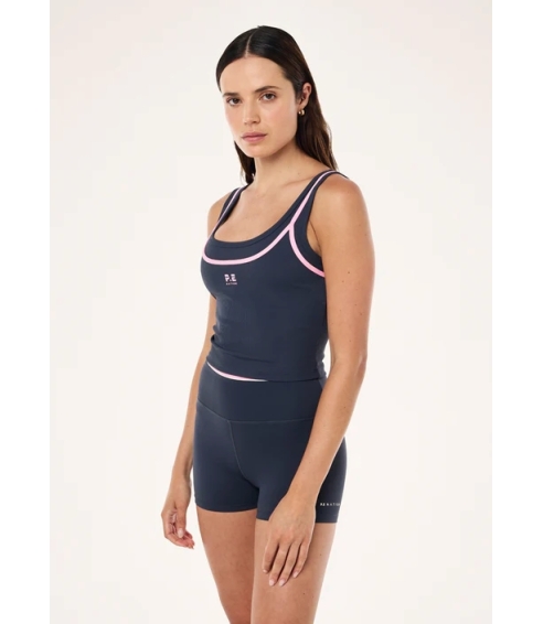 Forward tank in marine blue and prism pink. Tops