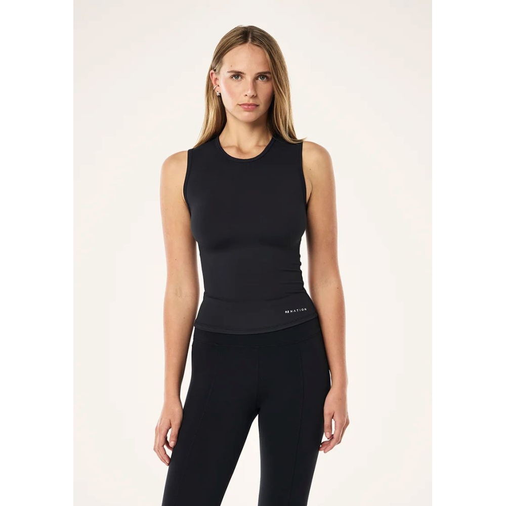 P.E Nation FOUNDATION Muscle Tank in Black. Short sleeve