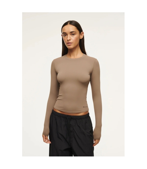 FOUNDATION LONG SLEEVE TOP IN FOSSIL. Tops