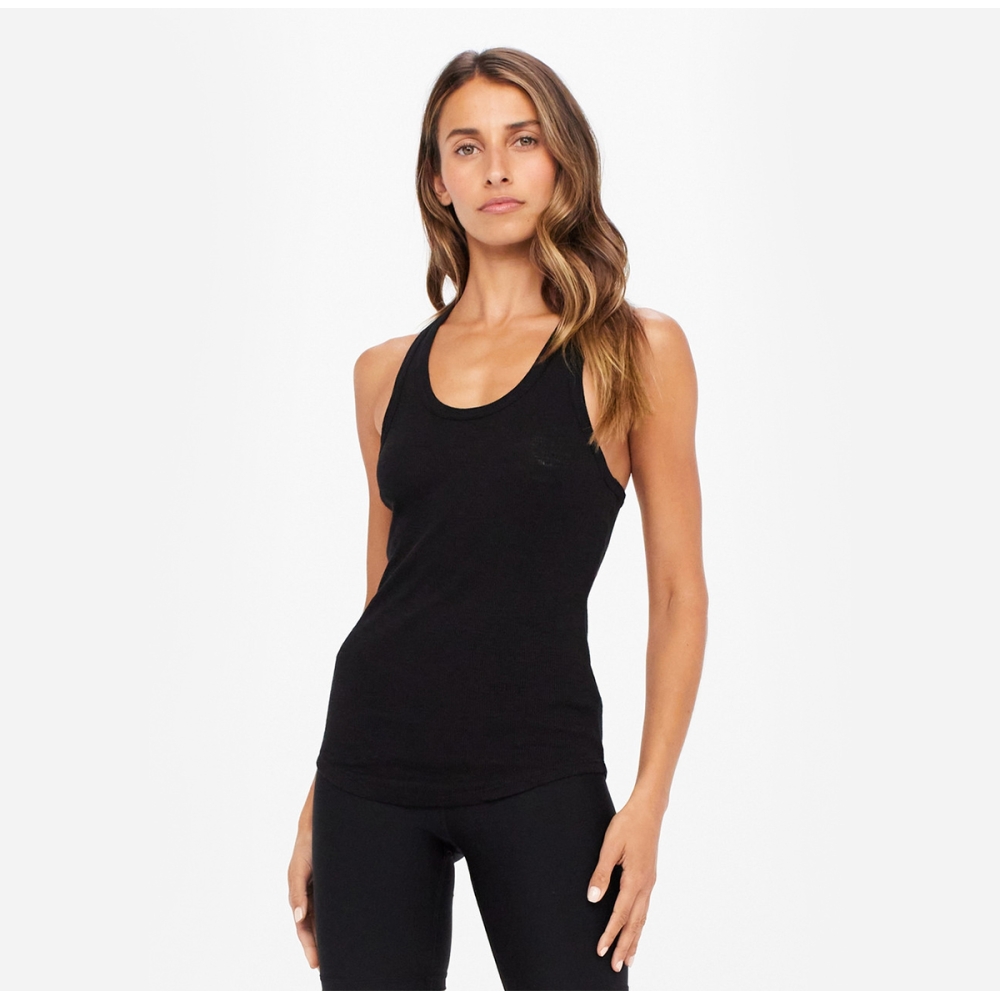 FRANKIE RIB TANK BLACK. Tops