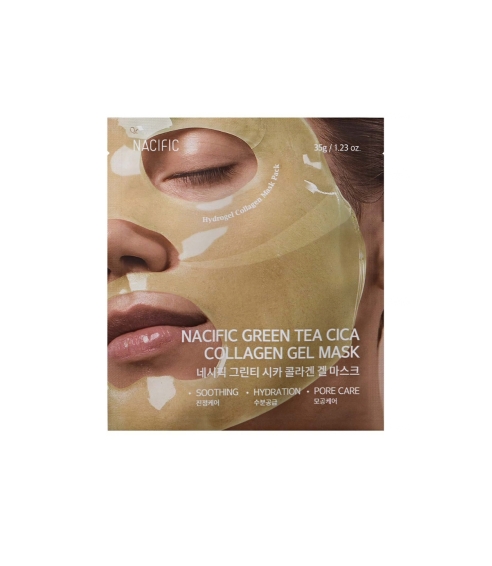 "Green Tea Cica Collagen Gel Mask" hidrogelinė veido kaukė. Korėjietiškos veido kaukės
