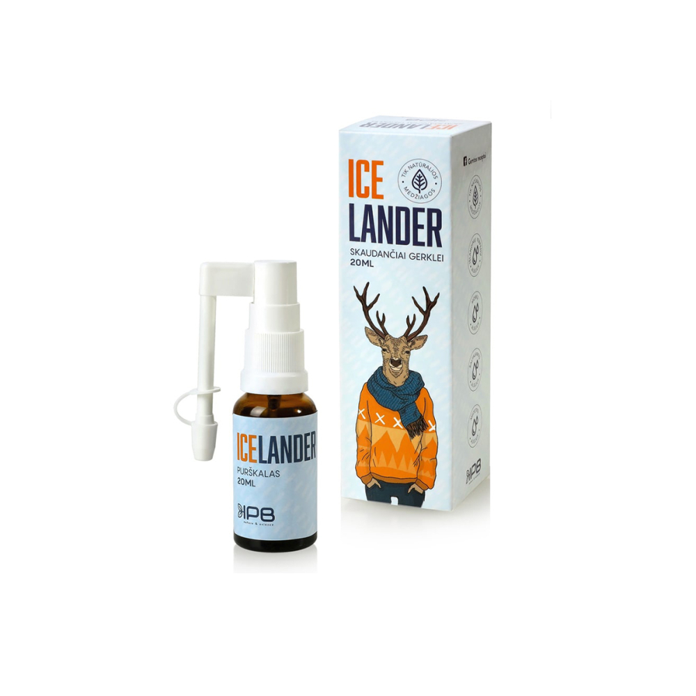 Ice Lander gerklės purškalas. Nuo peršalimo