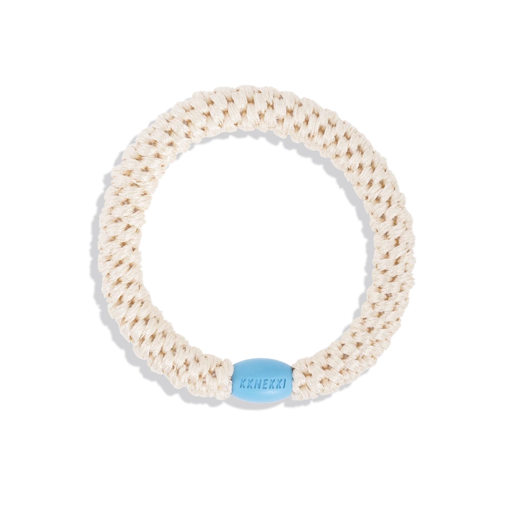 KKNEKKI Plaukų aksesuarai "Kknekki Ivory Blue Bead" plaukų gumelė KKNEKKI "Kknekki Ivory Blue Bead" plaukų gumelė. Plaukų aksesuarai