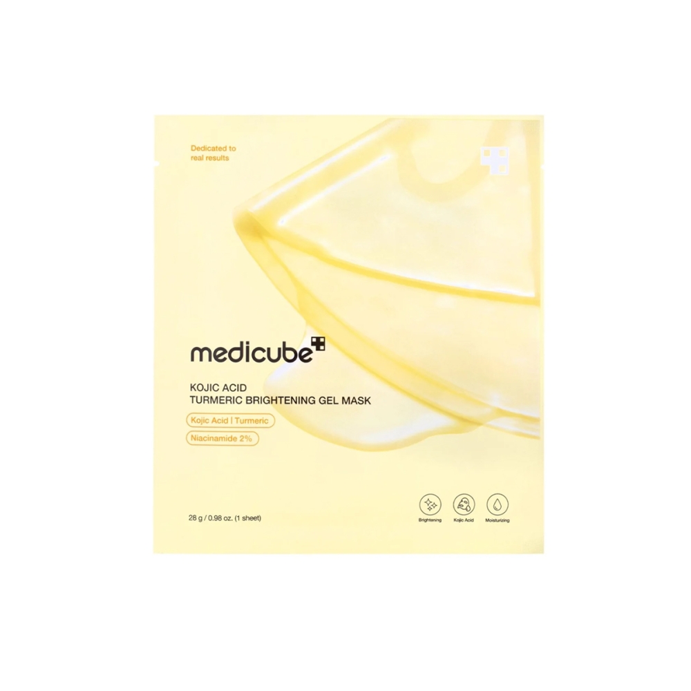 Medicube "Kojic Acid Turmeric Brightening Gel Mask" hidrogelinė veido kaukė 4 vnt.. Korėjietiškos veido kaukės