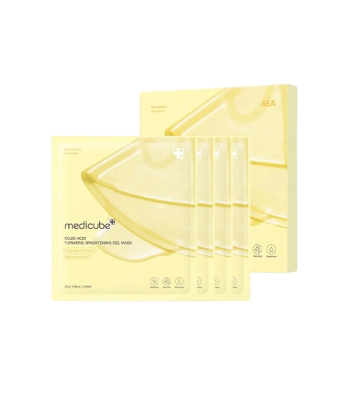 "Kojic Acid Turmeric Brightening Gel Mask" hidrogelinė veido kaukė 4 vnt.. Korėjietiškos veido kaukės