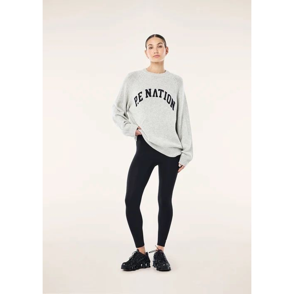 P.E Nation "Legacy Knit Crew" pilkos spalvos megztinis su vilna. Megztiniai