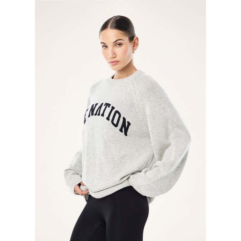 P.E Nation "Legacy Knit Crew" pilkos spalvos megztinis su vilna. Megztiniai
