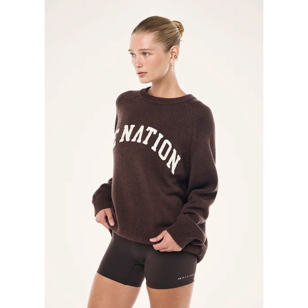 P.E Nation "Legacy Knit Crew" rudos spalvos megztinis su vilna. Megztiniai