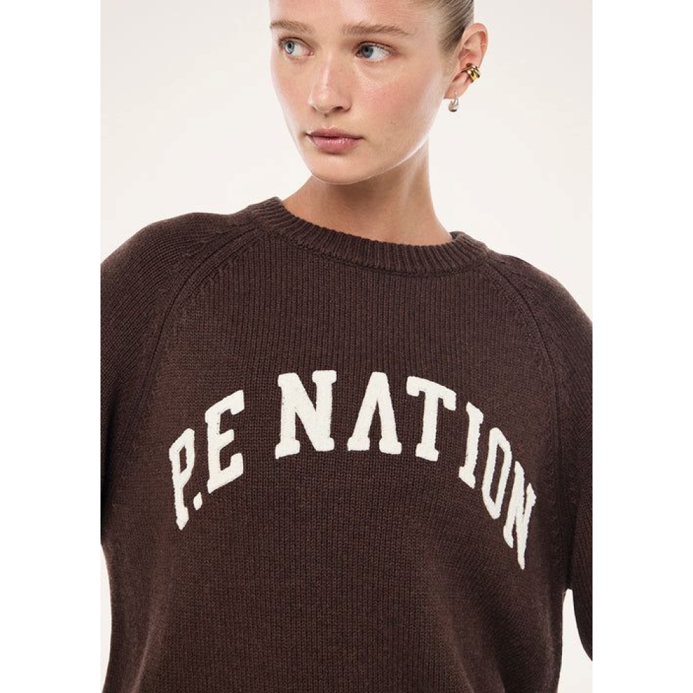 P.E Nation "Legacy Knit Crew" rudos spalvos megztinis su vilna. Megztiniai
