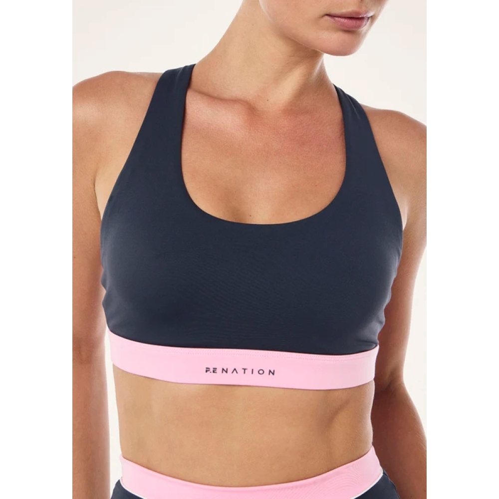 P.E Nation "Lumify" pilkai melsvos spalvos sportinė liemenėlė. Sportinės liemenėlės