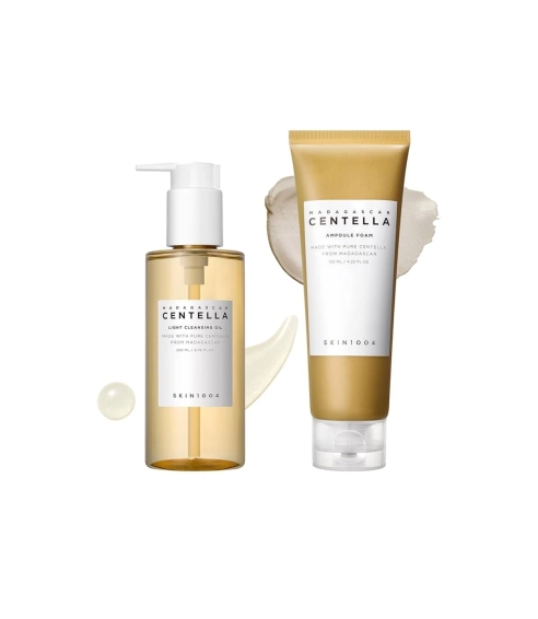 "Madagascar Centella Double Cleansing Duo" dvigubo veido valymo rinkinys. Korėjietiški veido prausikliai