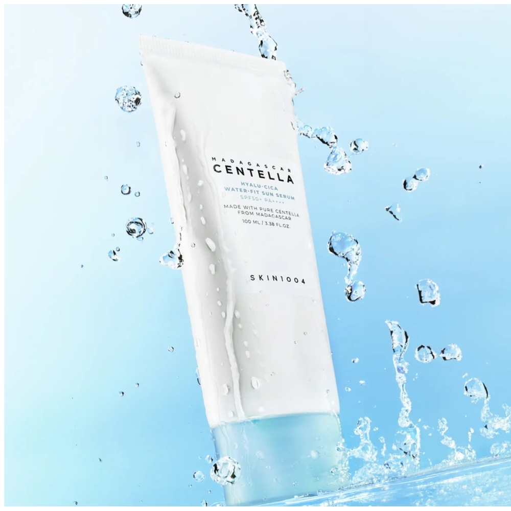 SKIN1004 Korėjietiška apsauga nuo saulės "Madagascar Centella Hyalu-Cica Water-Fit Sun Serum SPF50+" apsauginis kremas nuo saulės SKIN1004 "Madagascar Centella Hyalu-Cica Water-Fit Sun Serum SPF50+" apsauginis kremas nuo saulės. Korėjietiška apsauga nuo saulės