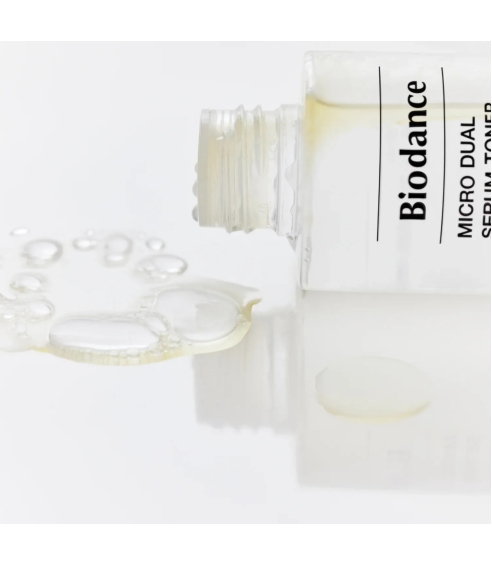 "Micro Dual Serum Toner" drėkinamasis veido tonikas. Korėjietiški tonikai ir dulksnos