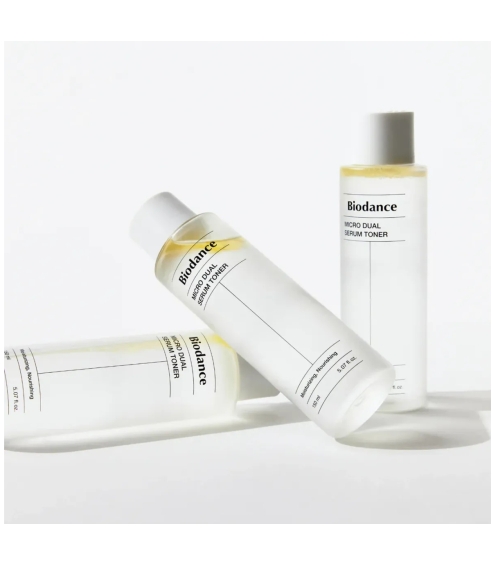 "Micro Dual Serum Toner" drėkinamasis veido tonikas. Korėjietiški tonikai ir dulksnos