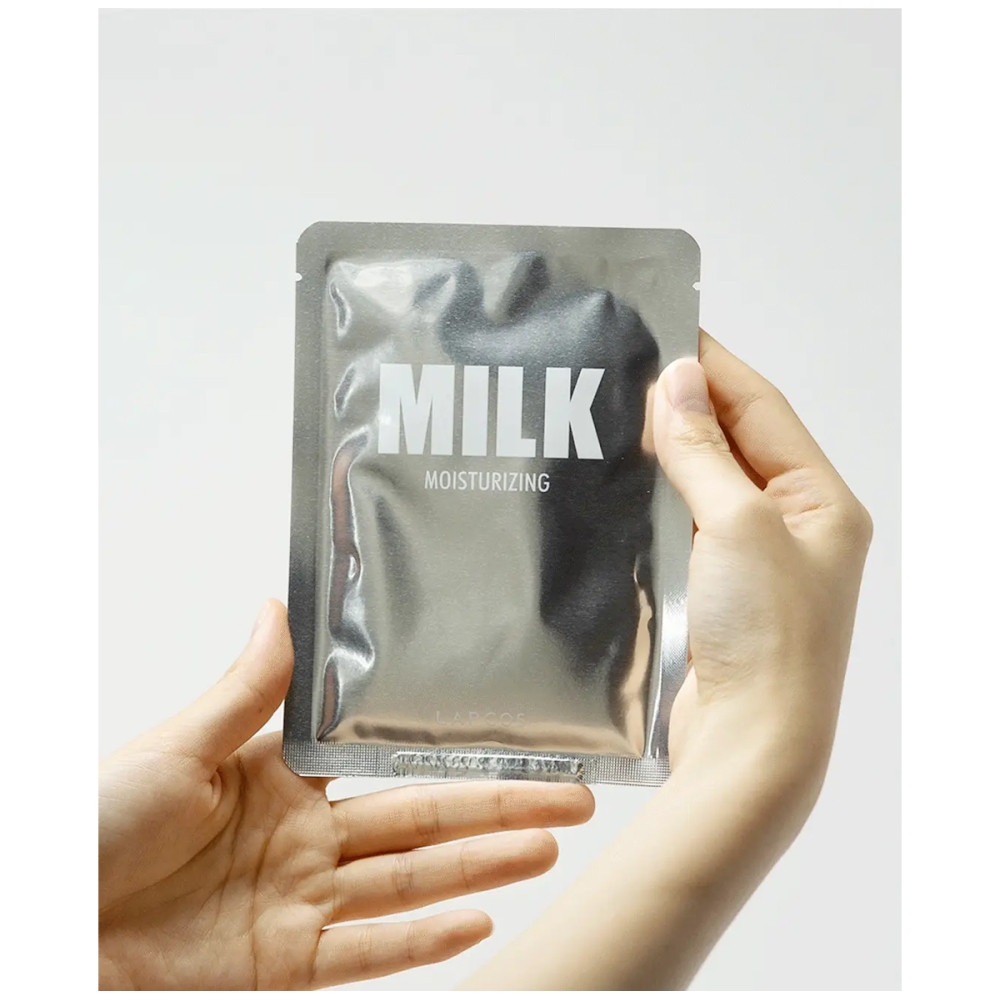 LAPCOS "Milk" drėkinanti mikropluošto kaukė su pienu. Lakštinės ir hidrogelio kaukės