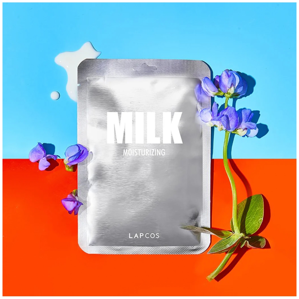 LAPCOS "Milk" drėkinanti mikropluošto kaukė su pienu. Lakštinės ir hidrogelio kaukės