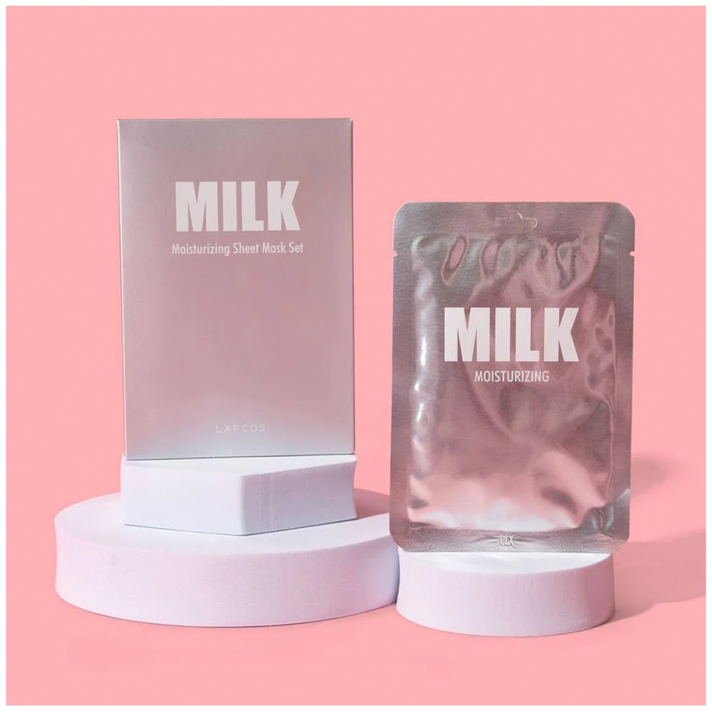 LAPCOS "Milk" drėkinanti mikropluošto kaukė su pienu. Lakštinės ir hidrogelio kaukės
