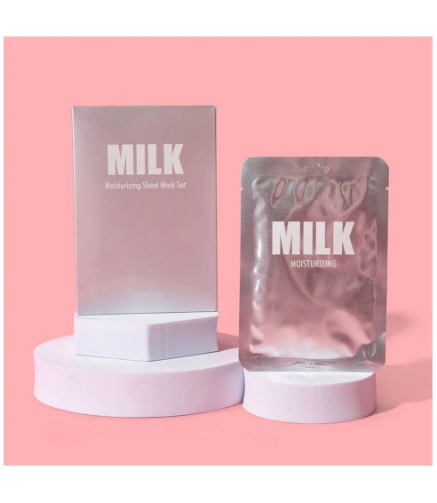 "Milk" drėkinanti mikropluošto kaukė su pienu. Lakštinės ir hidrogelio kaukės