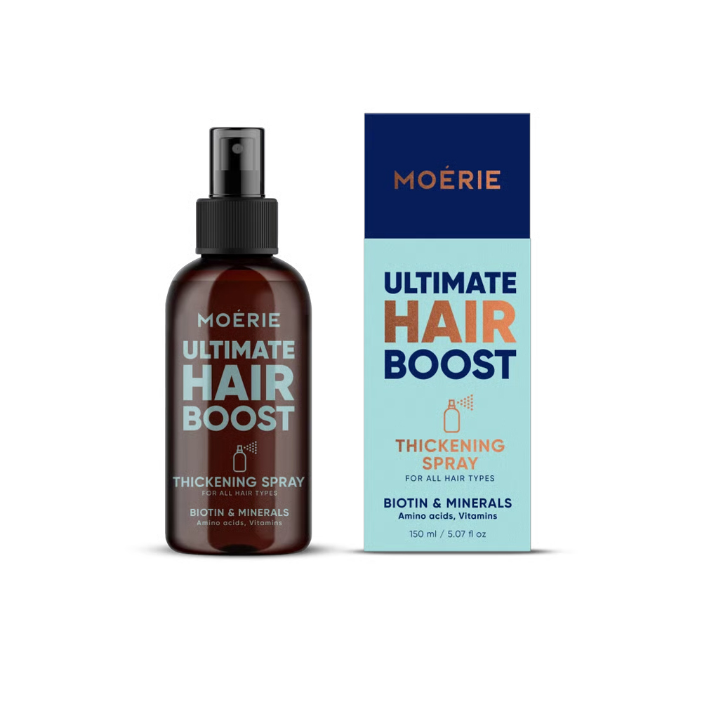 Moerie "Ultimate Hair Boost" purškiklis nuo plaukų slinkimo. Plaukų slinkimo prevencijai