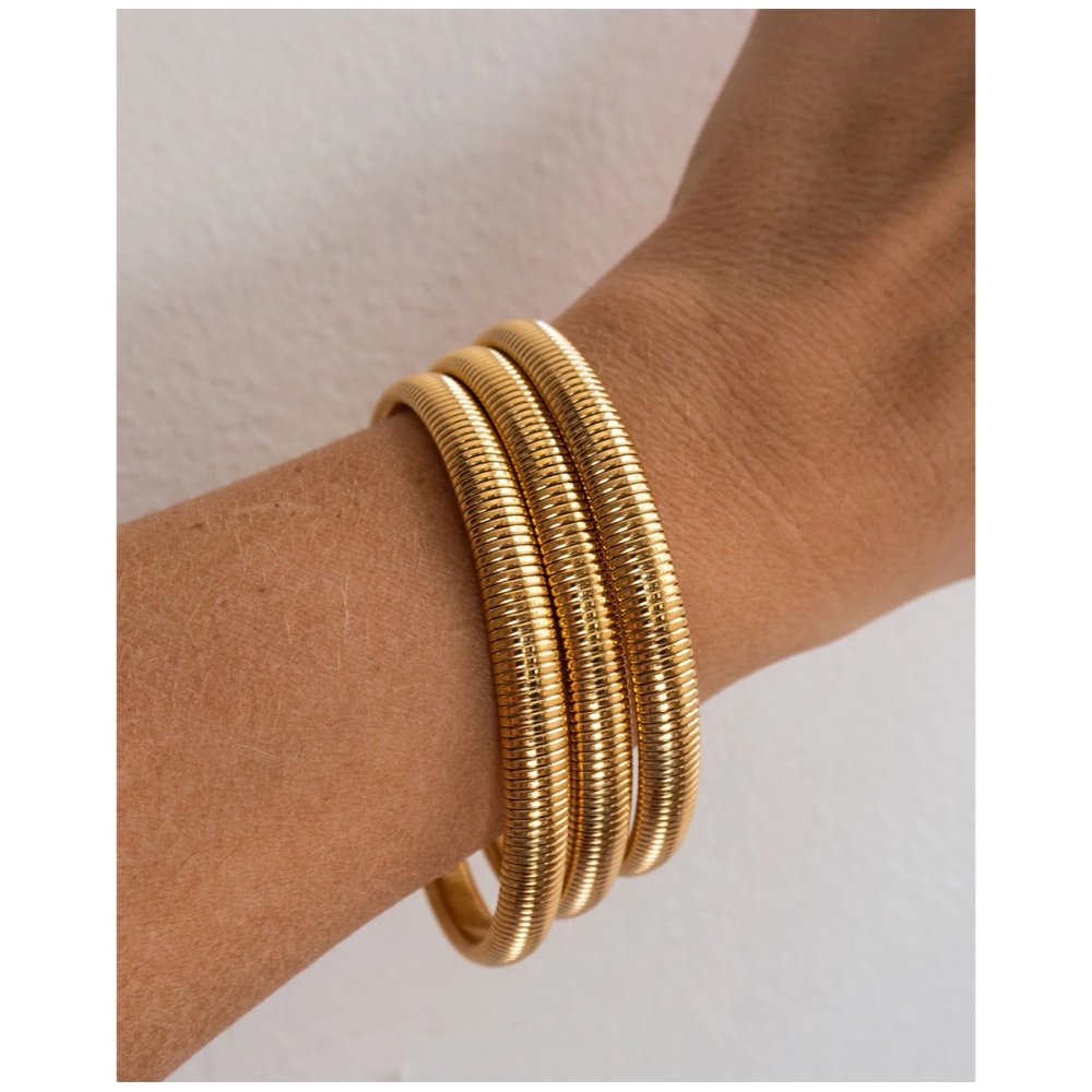 Mini Flex Snake Chain Bracelet Set Of 3 Gold. Bracelets