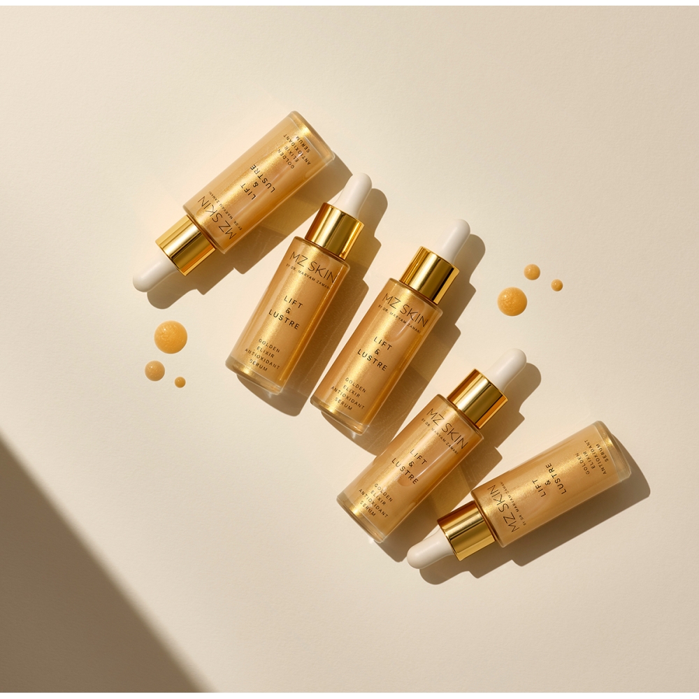 MZ Skin "Lift & Lustre Golden Elixir" serumas su antioksidantais. Serumai veidui