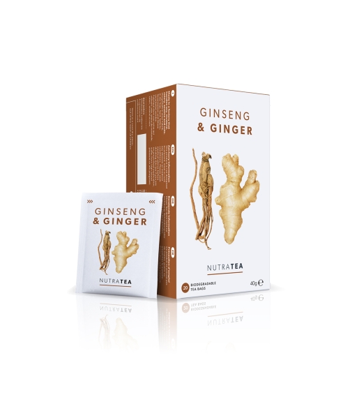 NutraTea “Ginseng and Ginger“ arbata gyvybingumui ir ištvermei. Arbata