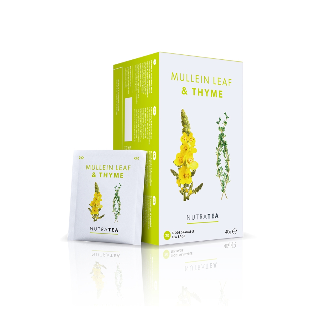 Nutratea NutraTea “Mullein and Thyme“ arbata imunitetui ir kvėpavimo takams. Arbata