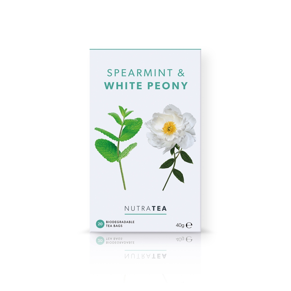 Nutratea "NutraTea Spearmint & White Peony" arbata virškinimui ir moterų sveikatai. Arbata