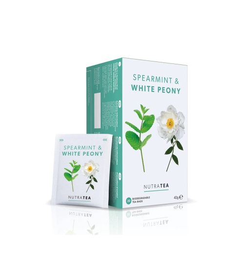 "NutraTea Spearmint & White Peony" arbata virškinimui ir moterų sveikatai. Arbata