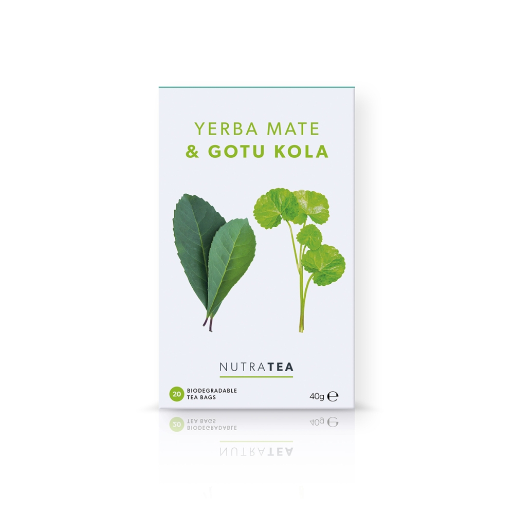 Nutratea "NutraTea Yerba Mate  & Gotu Kola" arbata energijai ir gyvybingumui. Arbata