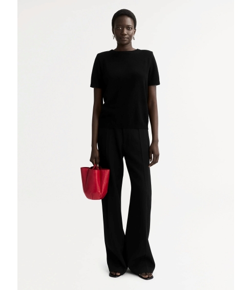 "Padded Shoulder" black t-shirt. Tops