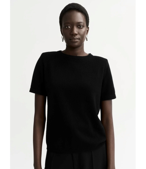 "Padded Shoulder" black t-shirt. Tops
