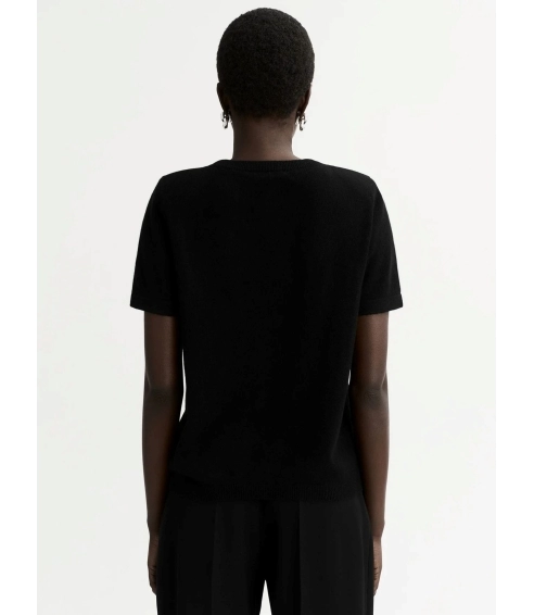 "Padded Shoulder" black t-shirt. Tops