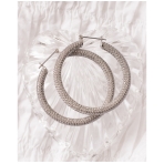 Pave Amalfi Hoops Silver. Earrings