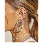 Pave Amalfi Hoops Silver. Earrings