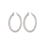 Pave Amalfi Hoops Silver. Earrings