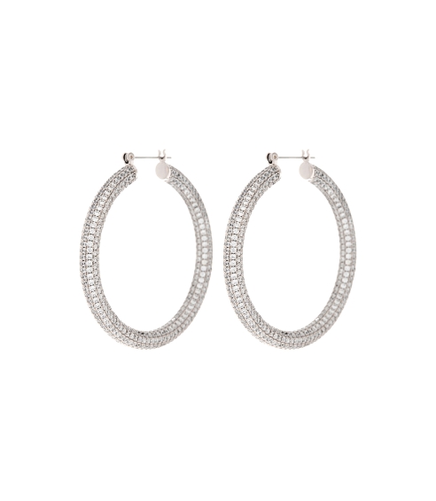 Pave Amalfi Hoops Silver. Earrings