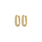 Pave Chain Link Huggies Gold. Earrings
