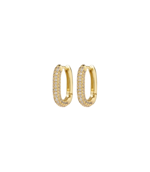 Pave Chain Link Huggies Gold. Earrings