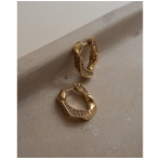 Pave Cuban Link Hoops Gold. Earrings