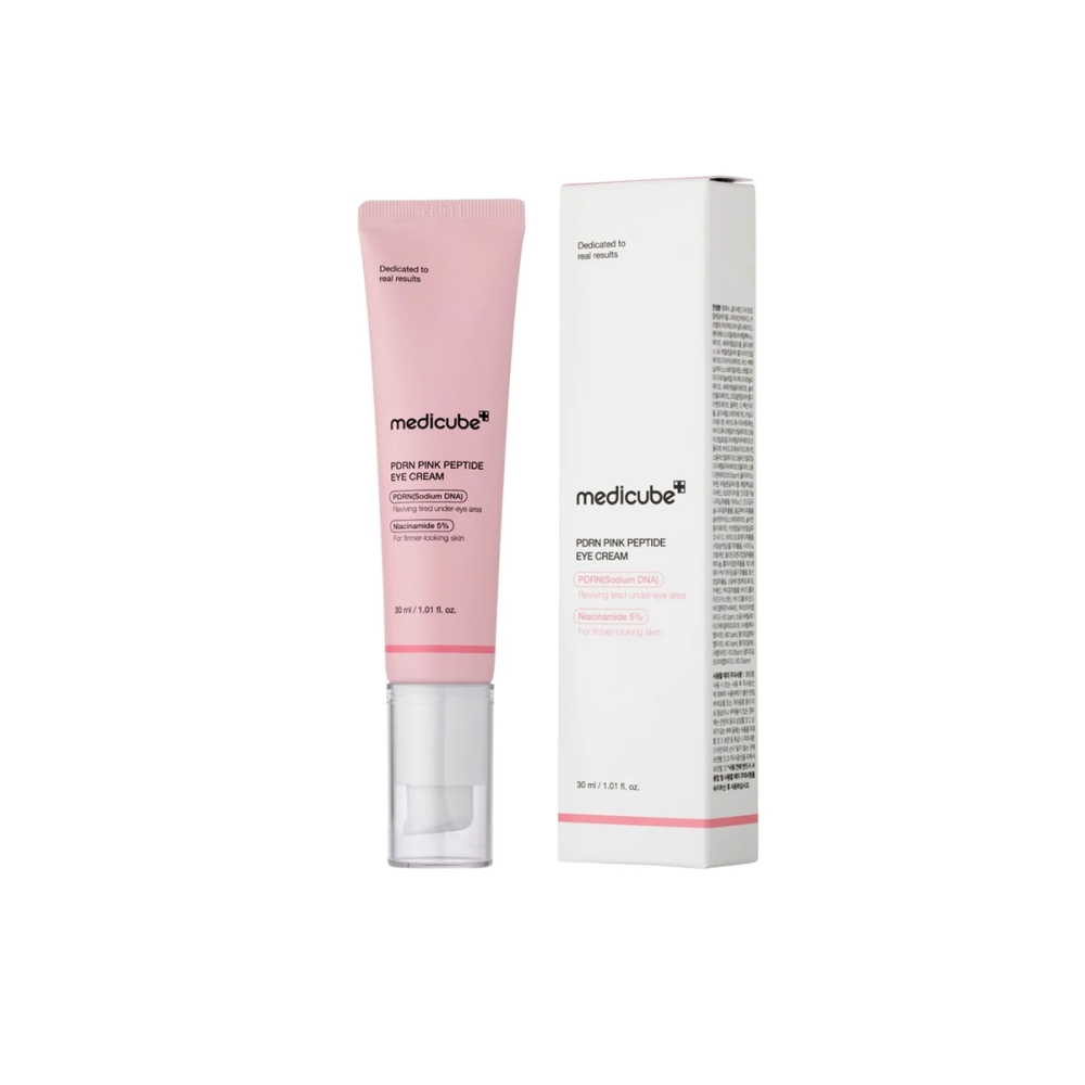 Medicube "PDRN Pink Peptide Eye Cream" paakių kremas. Korėjietiška paakių priežiūra