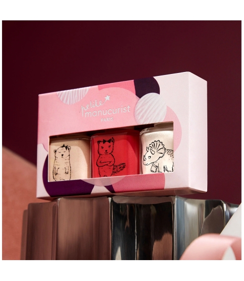 “Petite Manucurist Trio” riboto leidimo nagų lakų rinkinys vaikams. Vaikiški nagų lakai