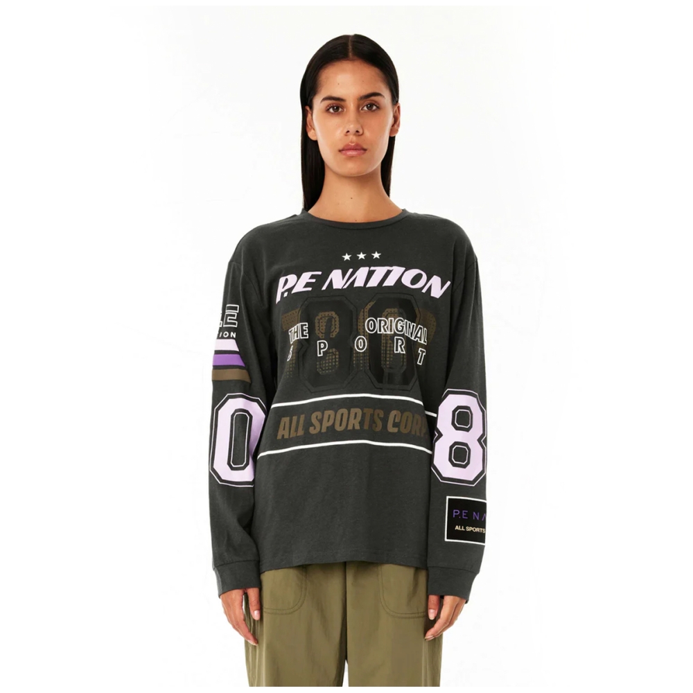 P.E Nation PITLANE LS TEE IN DARK SHADOW. Long sleeve