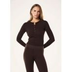 "Prive Rib Long Sleeve Tee" espresso spalvos palaidinė ilgomis rankovėmis. Marškinėliai