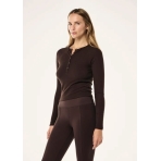 "Prive Rib Long Sleeve Tee" espresso spalvos palaidinė ilgomis rankovėmis. Marškinėliai
