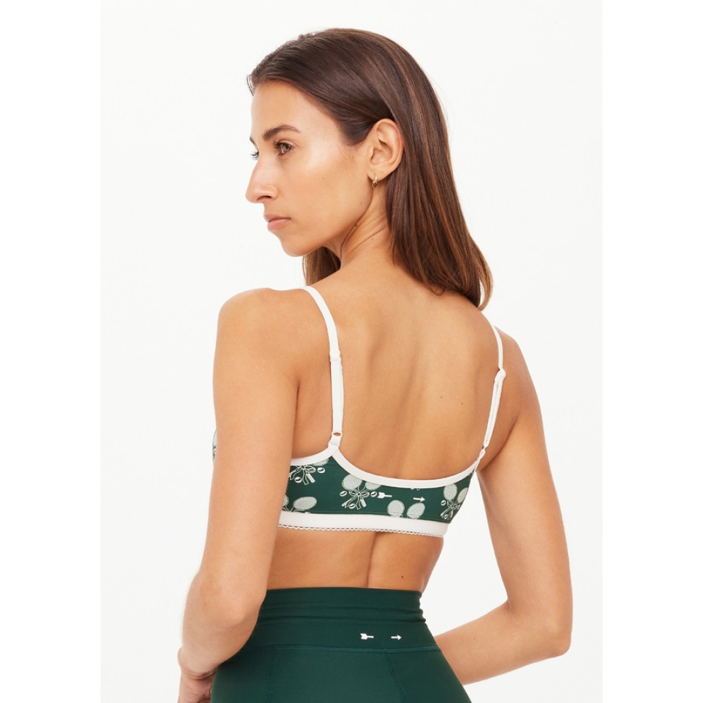 The Upside "Racquet Scoop Danni Bra" žalios spalvos sportinė liemenėlė. Sportinės liemenėlės