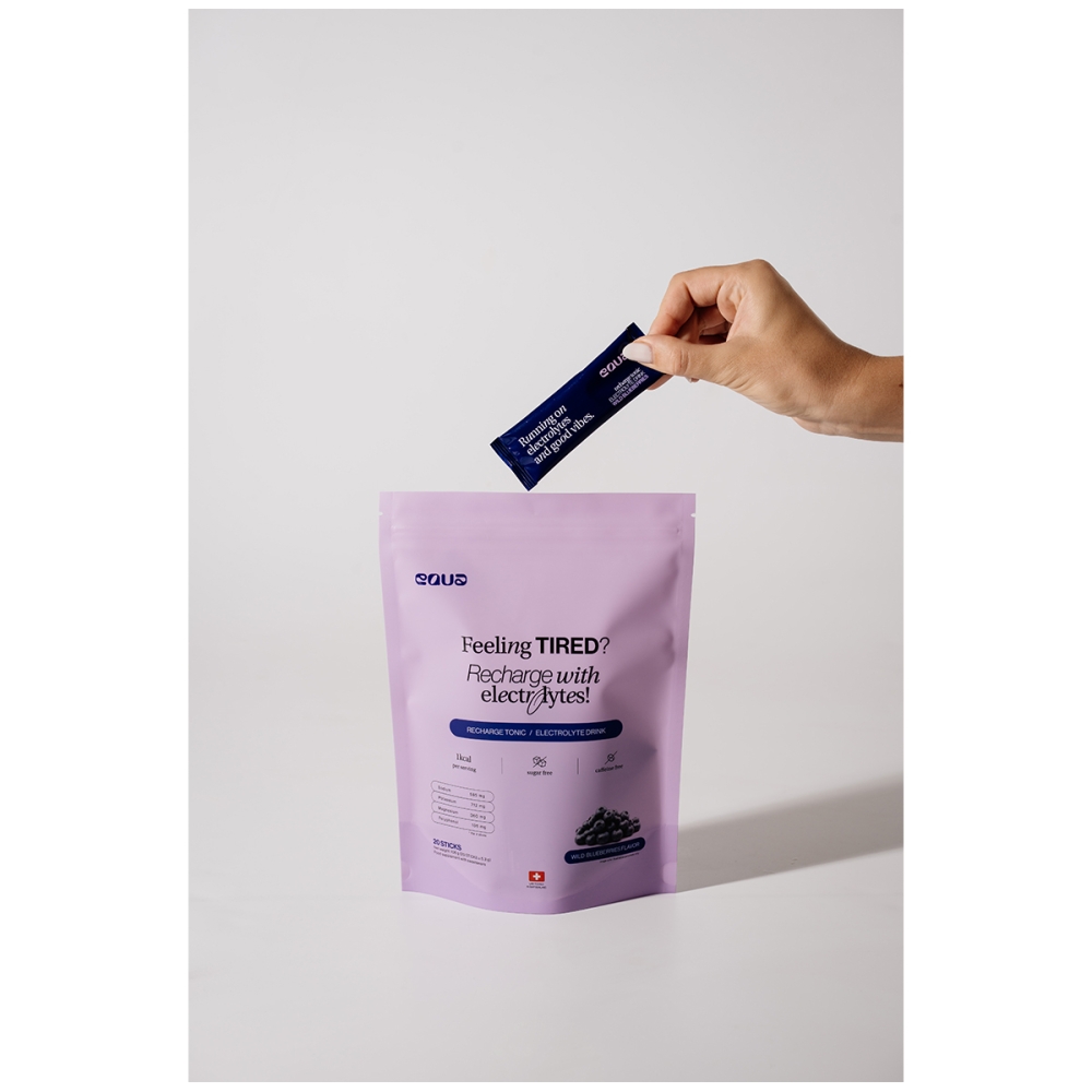 EQUA Blueberry flavour electrolytes. Electrolyte drinks