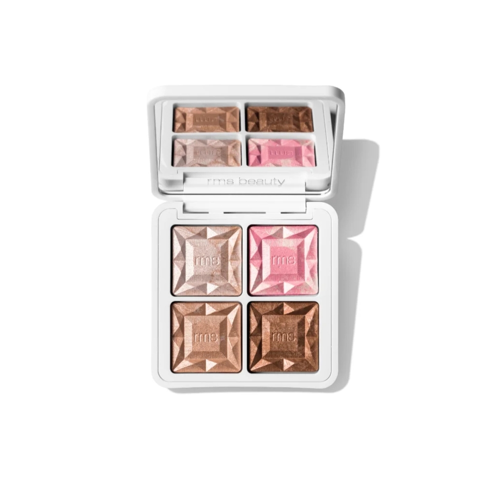 RMS Beauty “ReDimension Daily Glow Sheer Highlighter Palette” švytėjimo suteikianti paletė. Veidui